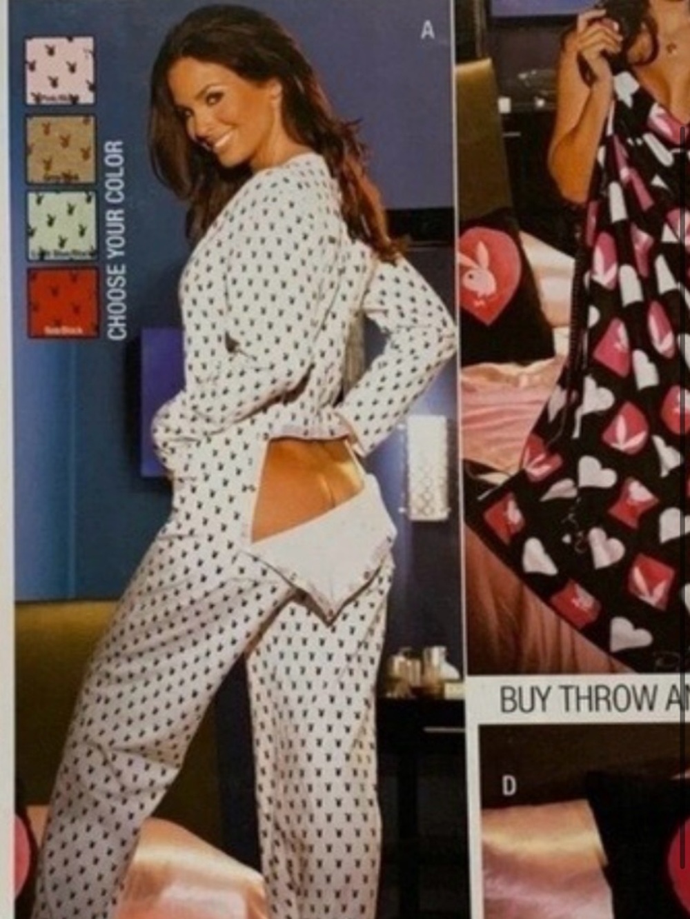 PLAYBOY White Pajama Set with Black Heart Print - very RARE, VINTAGE. EUC